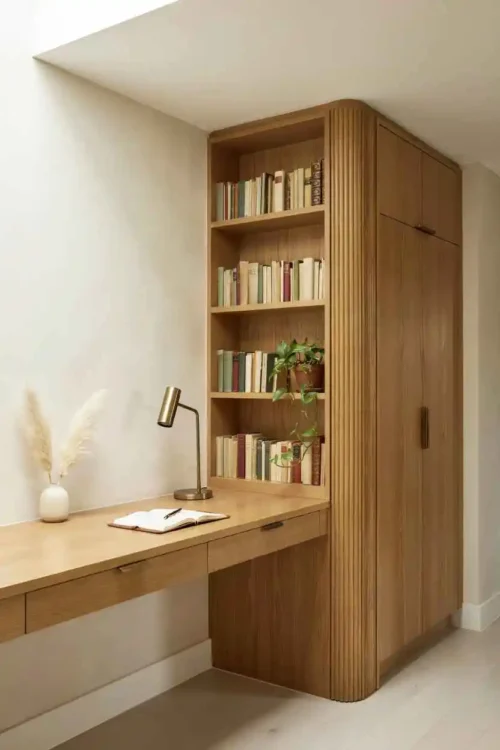 21 Home Office Interior Design Ideas for Small Rooms 16 The Built-In Look Using Standard Furniture