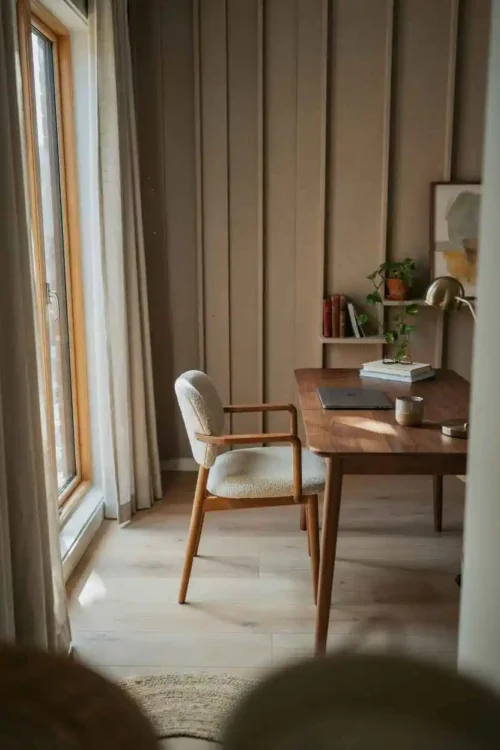 The Desk With Acoustic Panels Behind