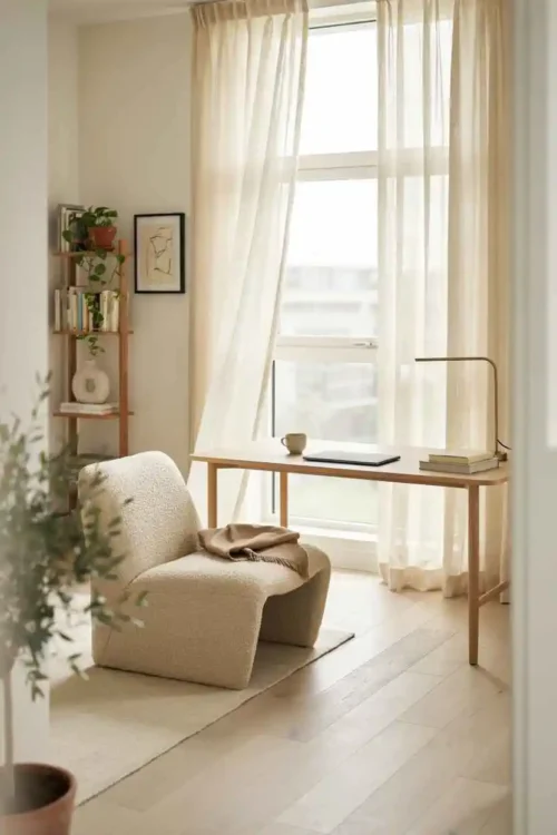 21 Home Office Interior Design Ideas for Small Rooms 17 The Sheer Window Treatment