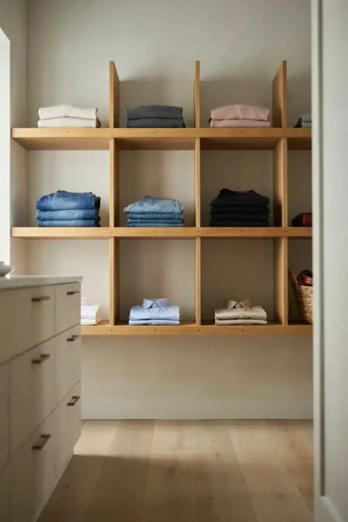 27 DIY Closet Organization Ideas Anyone Can Build 17 Wooden Shelf Dividers for Stack Protection