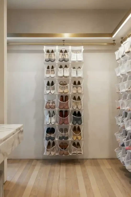 Hanging Organizer on the Back Wall Replaces Floor Shoes