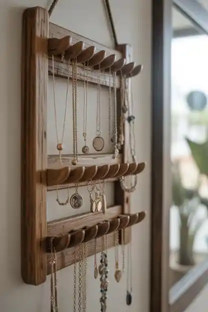 Wall-Mounted Jewelry Organizer From Scrap Wood Under Ten Dollars