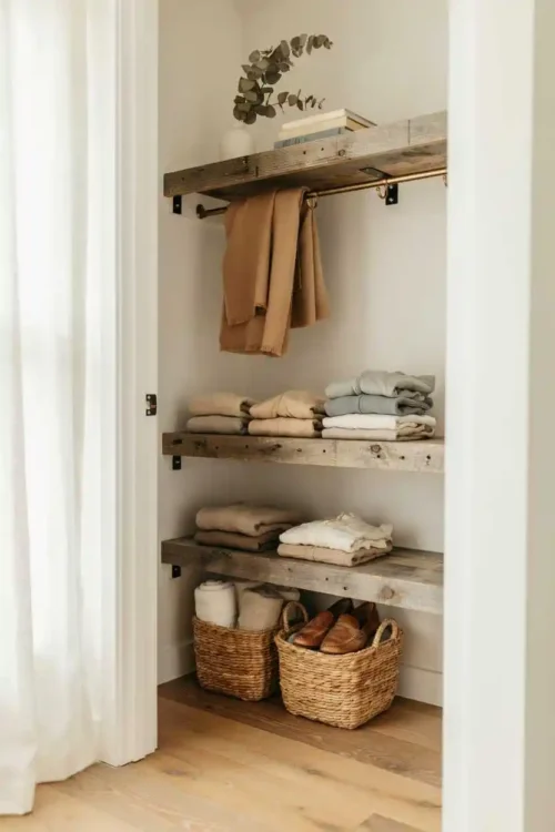 27 DIY Closet Organization Ideas Anyone Can Build 20 Refurbished Pallet Shelving for Raw Aesthetic