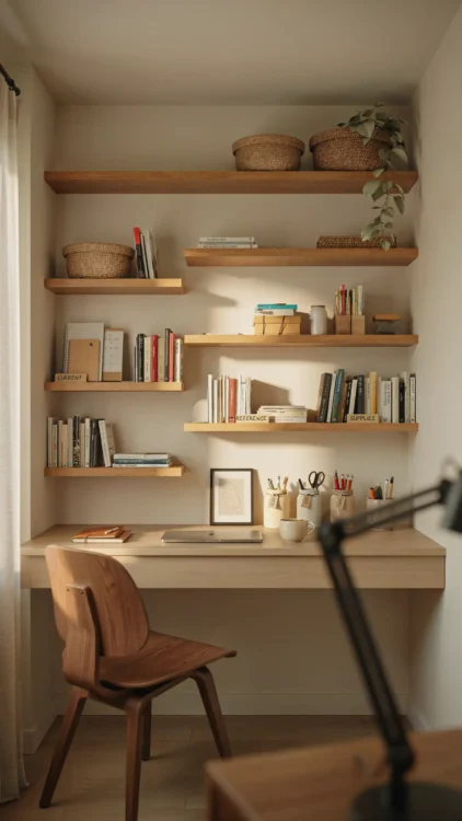Turn Empty Walls Into Functional Home Office Storage
