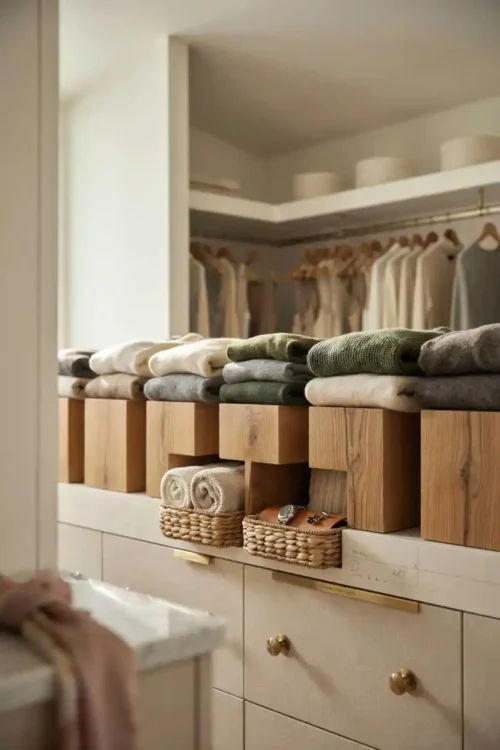 27 DIY Closet Organization Ideas Anyone Can Build 22 Wood Block Shelf Risers for Hidden Underspace