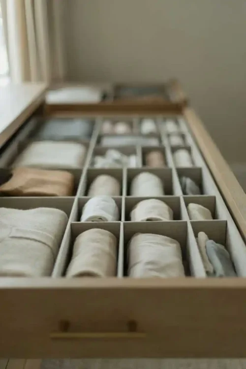 27 DIY Closet Organization Ideas Anyone Can Build 25 Fabric-Covered Cardboard Box Dividers for Budget Organizing