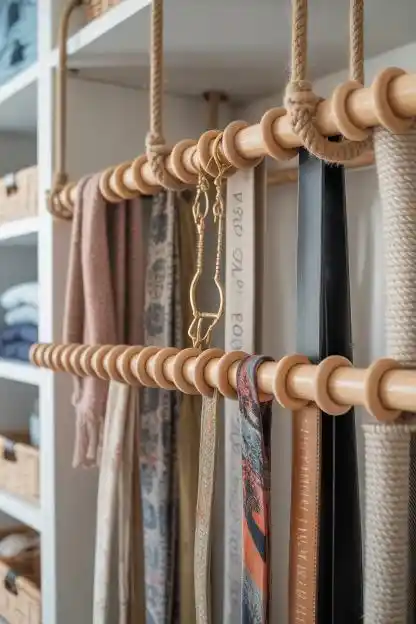 Wooden Dowels and Rope for Hanging Accessories