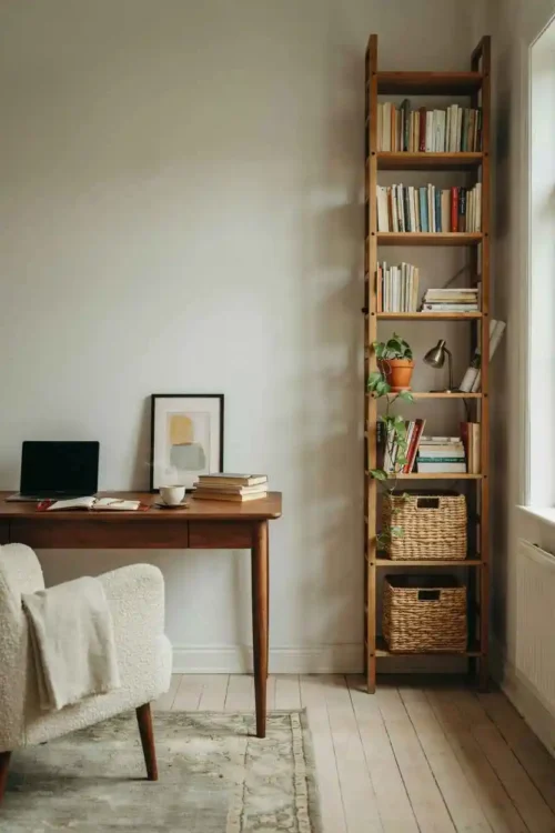 The Desk With a Vertical Shelving Tower