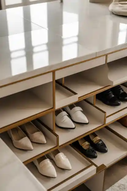 19 Master Closet Organization Ideas for a Stylish Space 9 Install a Shoe Shelf or Cubbies at the Floor Level