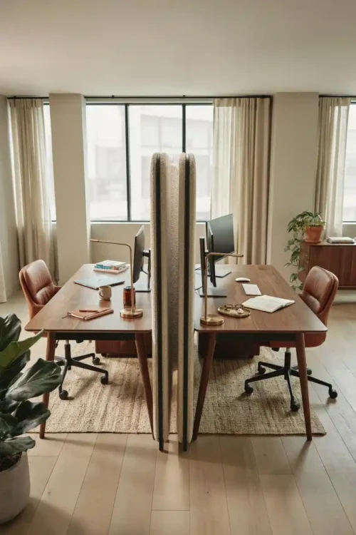 Desk Pods With Built-In Privacy Walls