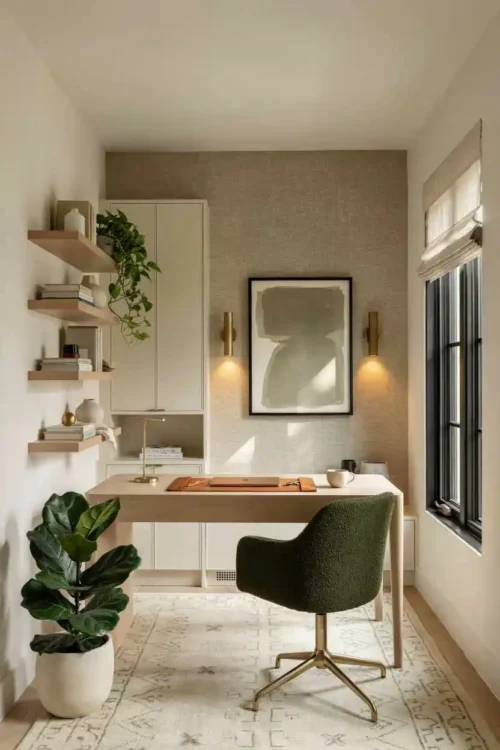 18 Home Office Decor Ideas for a Stylish Workspace 3 Layered Lighting With Task and Ambient Sources