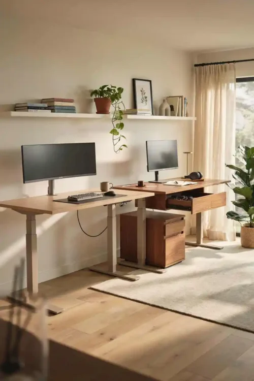 One Standing Desk and One Sitting Desk