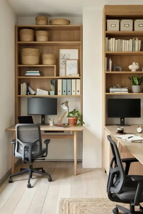 Twin Corner Desks With Perpendicular Seating