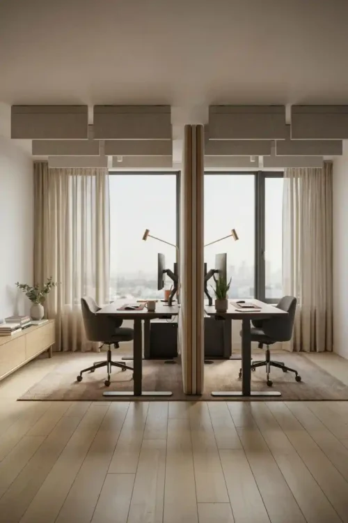 Two Compact Desks Stacked Vertically
