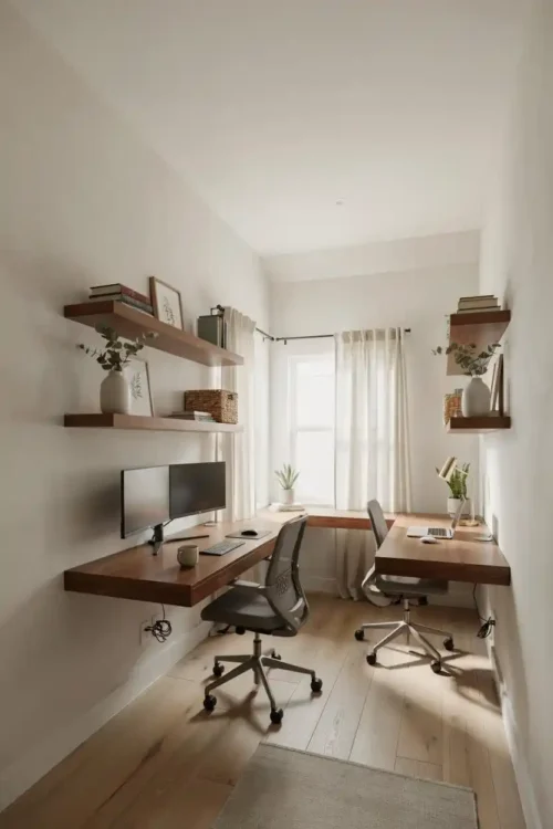 Under-Desk Foot Space Divided by a Low Partition