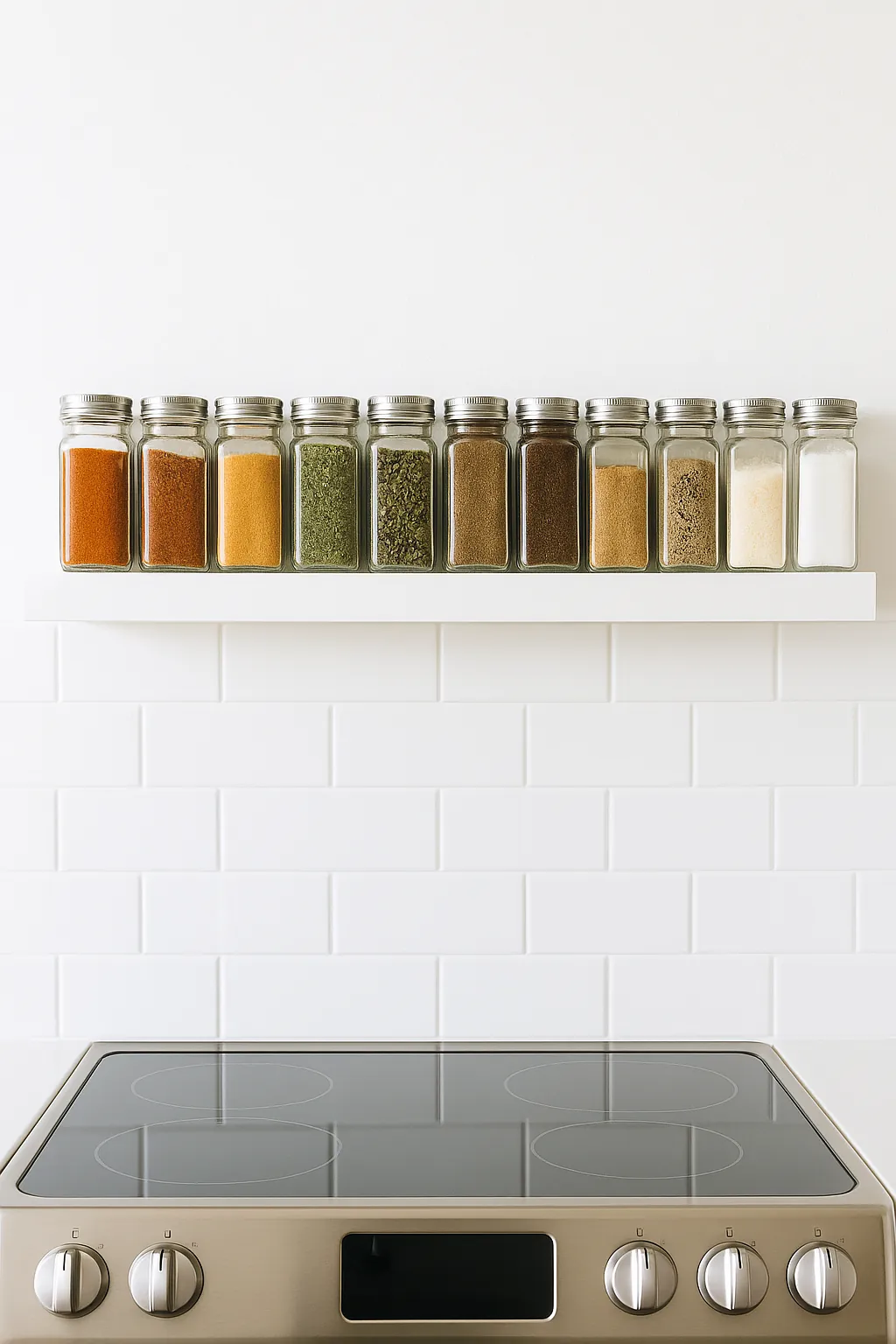 Over-the-Stove Shelf That Keeps Spices Within Cooking Reach