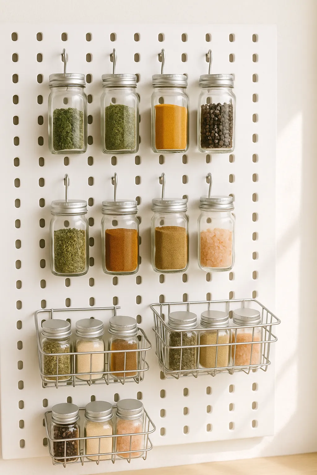 A Pegboard Spice Wall That Lets You Rearrange Freely
